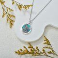 wholesale 925 Sterling Silver Round Genuine Turquoise St. Michael Pendant Necklace-0-2