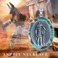 wholesale 925 Sterling Silver Egyptian God Anubis Medallion Pendant Necklaces with Abalone Shell Inlay Gifts for Men and Women-0-4