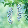 wholesale Sterling Silver Austrian Crystal Leaf Ear Climbers Hypoallergenic Earrings for Sensitive Ears-0-29