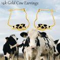 wholesale 14K Gold Cow Animal Shape Huggie Hoop Earrings for Women Girls Gifts-0-5