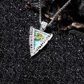 wholesale 925 Sterling Silver Turquoise Eye of Horus Triangle Pendant Necklace Ancient Egypt Jewelry-0-1