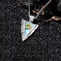 wholesale 925 Sterling Silver Eye Of Horus Pyramid Pendant Necklace Wholesale With Turquoise Inlay And Hieroglyphic Details-0-1