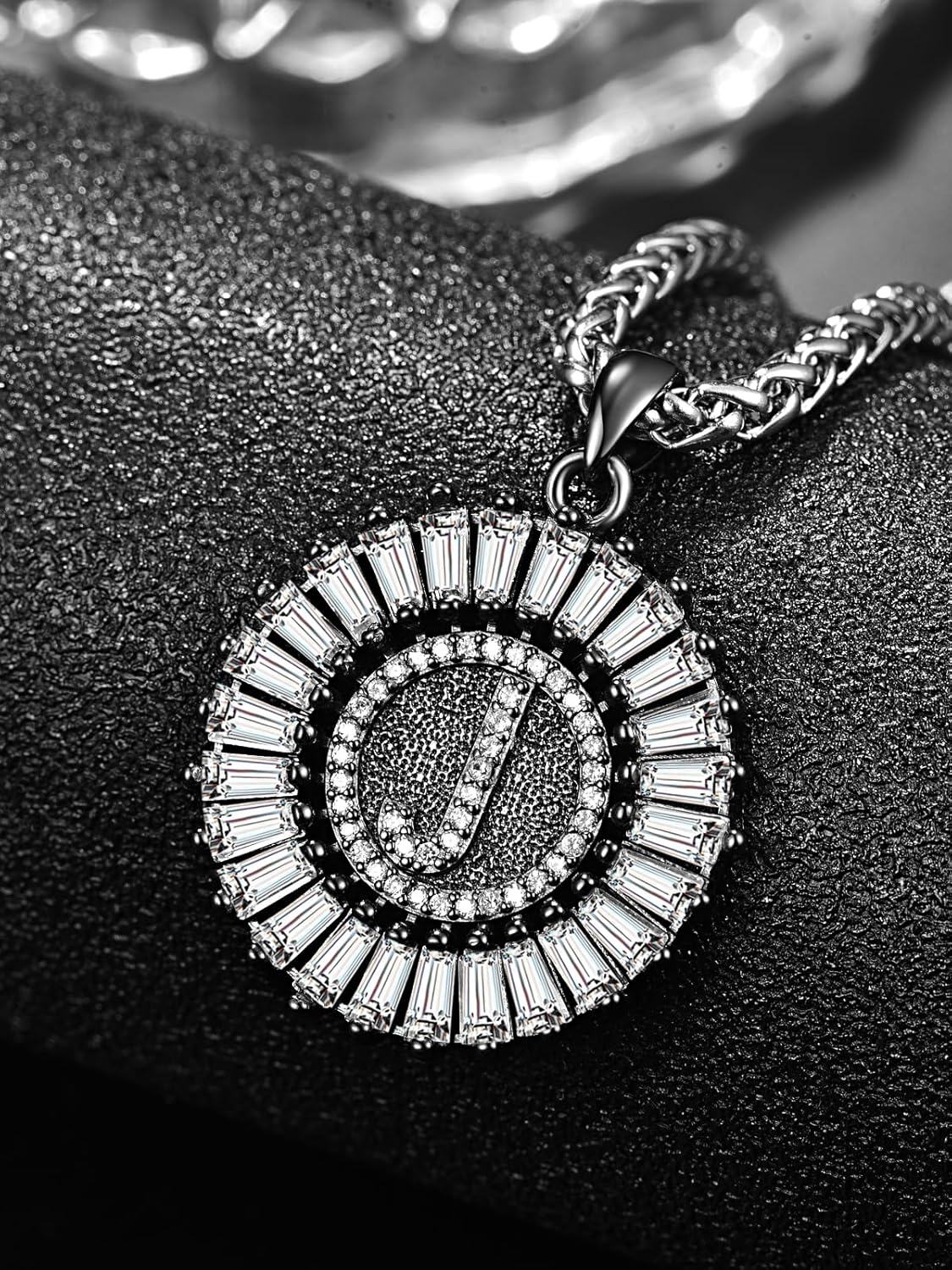 wholesale 925 Sterling Silver CZ Initial J Pendant Chain Necklaces for Men & Women-0-1