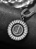 wholesale 925 Sterling Silver CZ Initial J Pendant Chain Necklaces Wholesale for Men & Women-0-1