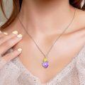 wholesale 925 Sterling Silver Purple Crystal Sunflower Heart Musical Note Pendant Necklace-0-1