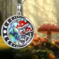 wholesale 925 Sterling Silver Mushroom Pendant with Abalone Shell and Red Polka Dot Stone Necklaces for Women-0-5