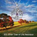 wholesale 925 Sterling Silver Celtic Tree of Life Necklace w/ Blue Crystal & Simulated Emerald Pendants for Women-0-14