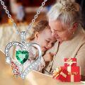 wholesale 925 Sterling Silver Green Crystal Butterfly Heart Necklace for Mom & Grandma Gifts-0-2