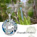 wholesale 925 Sterling Silver Dragonfly & Tree of Life Blue Crystal Pendant Necklace-0-1
