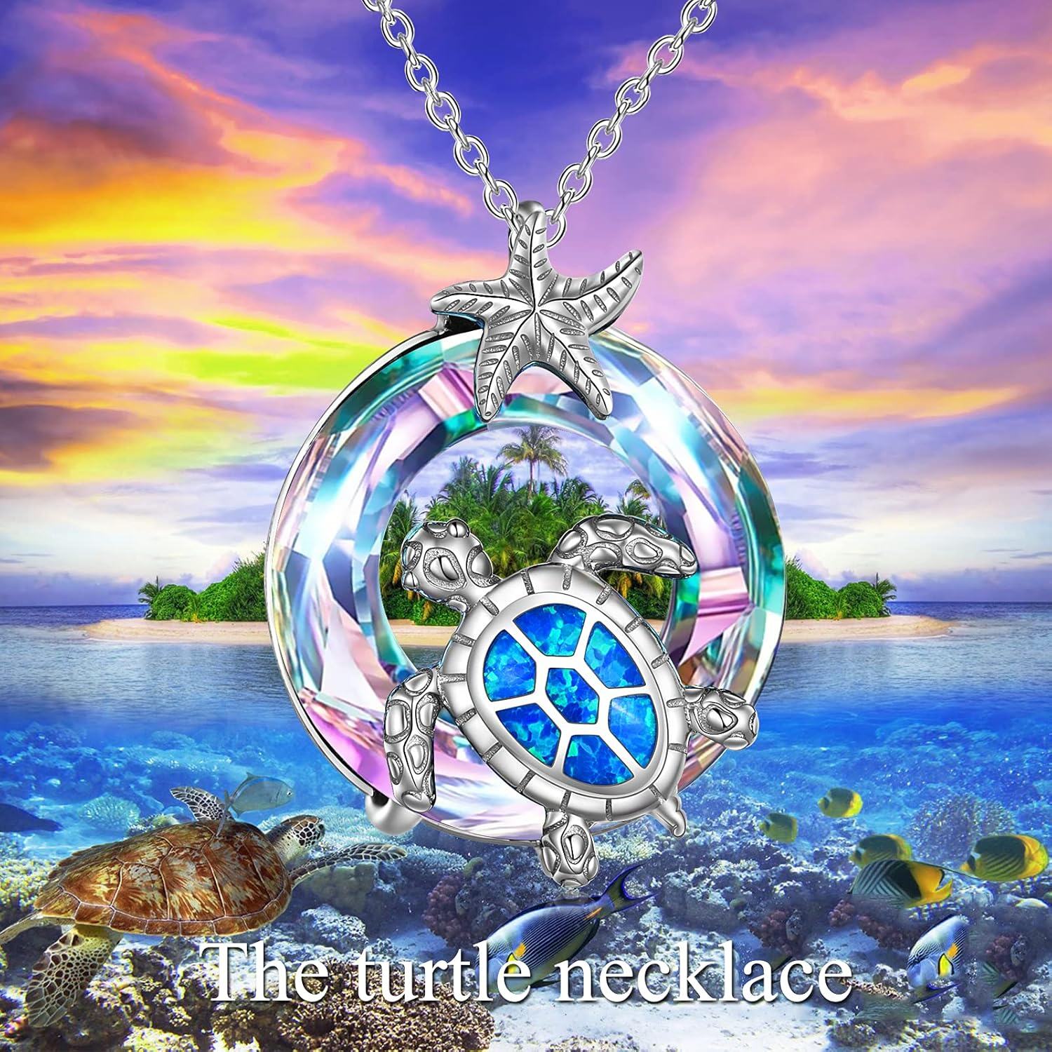 Sterling Silver Crystal Turtle Necklace for Women-0-2
