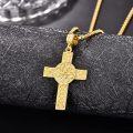 wholesale Gold 925 Sterling Silver Celtic Cross Pendant on Rolo Chain - Irish Knot Protection Jewelry for Men (22+2) -0-3
