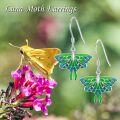 wholesale 925 Sterling Silver Green Enamel Luna Moth Earrings for Women-0-5