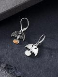 wholesale 925 Sterling Silver Witch's Heart Black Rose Pumpkin Bat Spider Skeleton Halloween Drop Earrings for Women Gifts-0-2