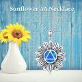 wholesale 925 Sterling Silver 925 Blue Opal Lotus Flower Triangle Recovery Symbol Necklace for Women & Men-0-4