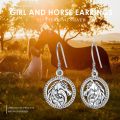 wholesale 925 Sterling Silver Horse Head Round Pendant Drop Earrings - Vintage Style  for Her-0-1