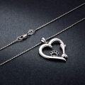 wholesale 925 Sterling Silver Heart-Shaped Pendant Necklaces with Black Enamel Dog Paw Print and Bone Design Gifts for Women-0-3