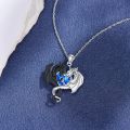 wholesale 925 Sterling Silver Blue Fire Opal Heart Dragon Pendant Necklace s for Women and Girls-0-4