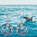 wholesale TOUPOP Sea Turtle/dolphin/seahorse Earrings 925 Sterling Silver Tropical Palm Tree Earrings Blue Crystal Ocean Jewelry Birthday Christmas Gifts For Women -0-2