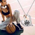 wholesale 925 Sterling Silver Basketball Heart Sports Pendant s for Women-0-5