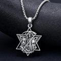 wholesale 925 Sterling Silver Grim Reaper in Star of David Pendant Necklace-0-3