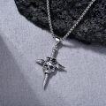 wholesale 925 Sterling Silver Gothic Skull Sword Cross Pendant Necklace  for Women and Men-0-1