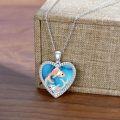 wholesale 925 Sterling Silver Heart-Shaped Pendant with Turquoise and Koi Fish Design - Aquarius (Zodiac) Necklace-0-4