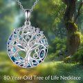 wholesale 925 Sterling Silver Blue Crystal Tree of Life Necklace - 20mm Pendant, 18 Chain-0-5