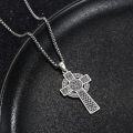 wholesale 925 Sterling Silver  Celtic Knot Cross Necklace Pendant with Chain for Men Women  (Silver)-0-1