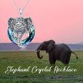 wholesale 925 Sterling Silver & Blue Crystal Elephant Pendant Necklace - Fashionable s for Her-0-3
