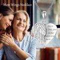 wholesale 925 Sterling Silver Angel Wing Heart Pendant Necklace - Mom I Love You to the Moon and Back Memorial Gift for Women Girls-0-5