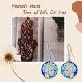 wholesale TOUPOP Evil Eye/hamsa Hand Earrings 925 Sterling Silver Tree Of Life Blue Crystal Dangle Earrings Protection Jewelry Amulet Christmas Gifts For Women Her -0-2