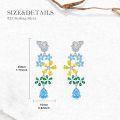 wholesale 925 Sterling Silver Butterfly & Flower Drop Earrings with Blue and Yellow Stones-0-2