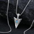 wholesale 925 Sterling Silver Moonstone Turquoise Opal Arrowhead Viking Pendant Necklace for Men-0-5