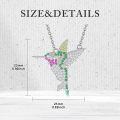 wholesale 925 Sterling Silver CZ Hummingbird Pendant Necklace with Multi-Color Stones-0-4