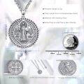wholesale 925 Sterling Silver Saint Benedict Medal Necklace with Cross and Religious Symbols for Men & Women-0-3