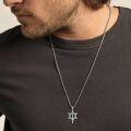 wholesale 925 Sterling Silver Protection Pendant with Star of David and Cross Charm on Box Chain Necklace for Men & Women-0-3