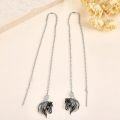 wholesale 925 Sterling Silver Long Threader Dangle Drop Black Enamel Horse Head Stud Earring  For Women Girls Mother's Day Present Birthday Anniversary Christmas Holiday Gifts Ideas 3cm Length-0-3