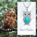 wholesale  Sterling Silver Lapis Turquoise Malachite Larimar Opal Owl Necklace Gift -0-13