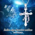 wholesale 925 Sterling Silver Purple Crystal Libra Zodiac Constellation Cross Pendant Necklace-0-2