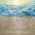 wholesale 925 Sterling Silver Blue Opal Wave Adjustable Bracelet for Women Sea Inspired  Idea-0-4