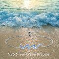 wholesale 925 Sterling Silver Blue Opal Wave Adjustable Bracelet for Women Sea Inspired  Idea-0-4