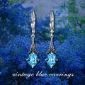 wholesale 925 Sterling Silver Blue Topaz Oval Shape Vintage Drop Dangle Leverback Earrings-0-2