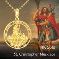 wholesale 14K Gold Saint Christopher Protect Us Necklace Religious s for Women-0-5