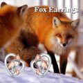wholesale 925 Sterling Silver Fox in Heart Stud Earrings for Women's Gift Ideas-0-4