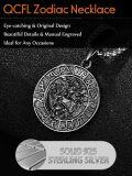 wholesale 925 Sterling Silver S925 Virgo Zodiac Necklace for Men - 3D Engraved Pendant with Box Chain (Silver)-0-3