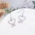wholesale 925 Sterling Silver Heart-Shaped Drop Earrings with Cubic Zirconia - Hypoallergenic Gift for Her-0-3