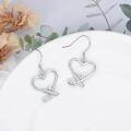 wholesale 925 Sterling Silver Platinum Plated Heart Hockey Stick Drop Earrings For Women-0-3