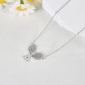 wholesale 925 Sterling Silver Crossed Tennis Rackets Ball Pendant Necklace Platinum Plated-0-2