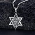wholesale 925 Sterling Silver Star of David Pendant with Saint Christopher and Compass Charm Necklace for Men Women  45cm Chain Length -0-4