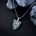 wholesale 925 Sterling Silver Turquoise Arrowhead Necklace with Celtic Knot Wolf and Bald Eagle Pendant-0-2